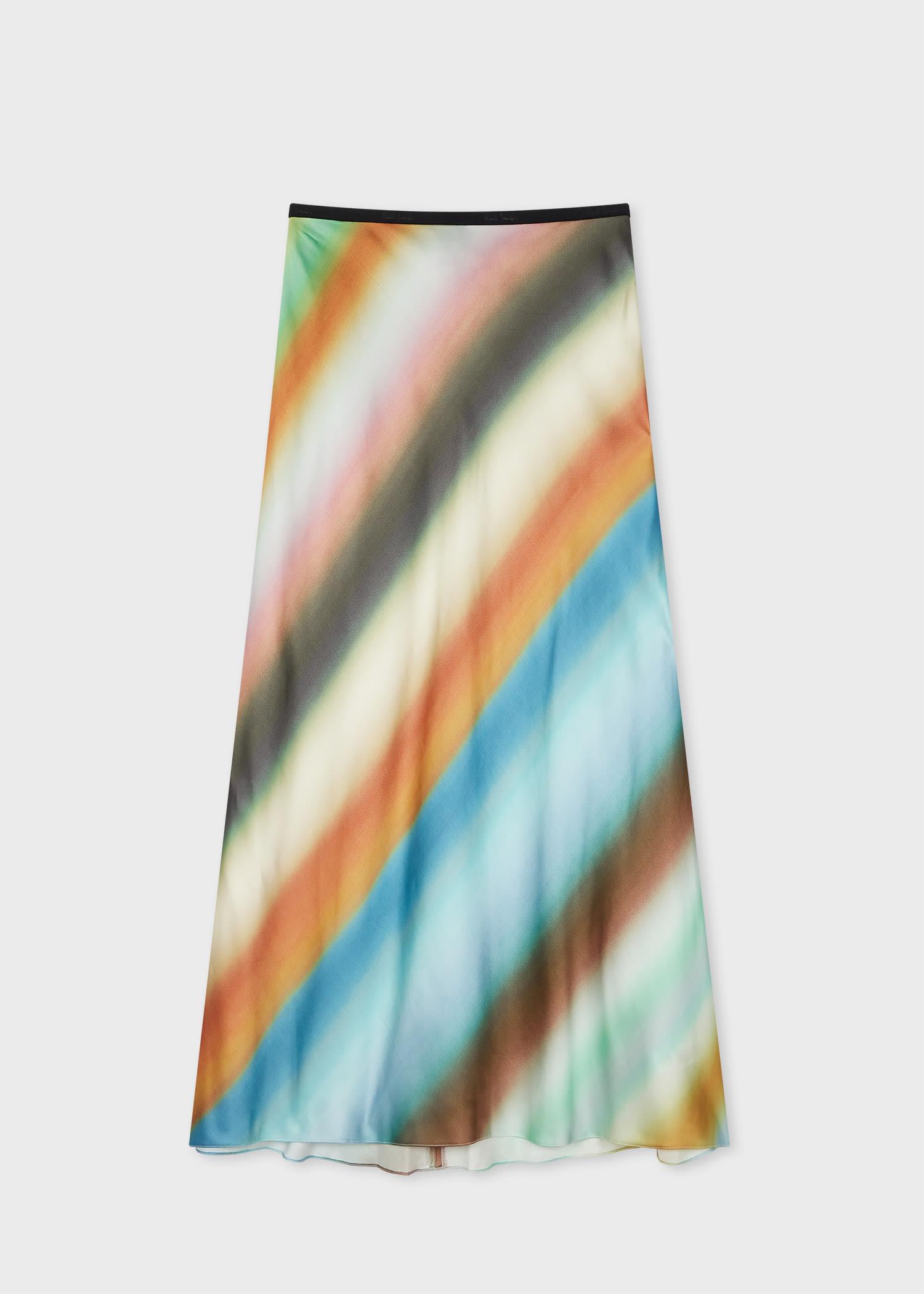 paul smith women's faded 'smith stripe' bias cut midi skirt multicolour