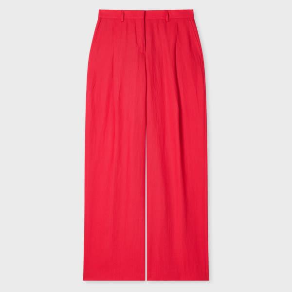 paul smith women's fuchsia wide-leg linen trousers pink