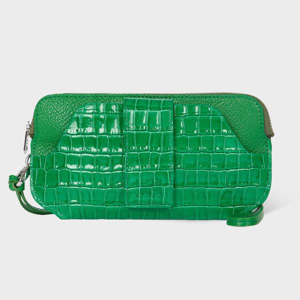 paul smith women's green croc travel pouch