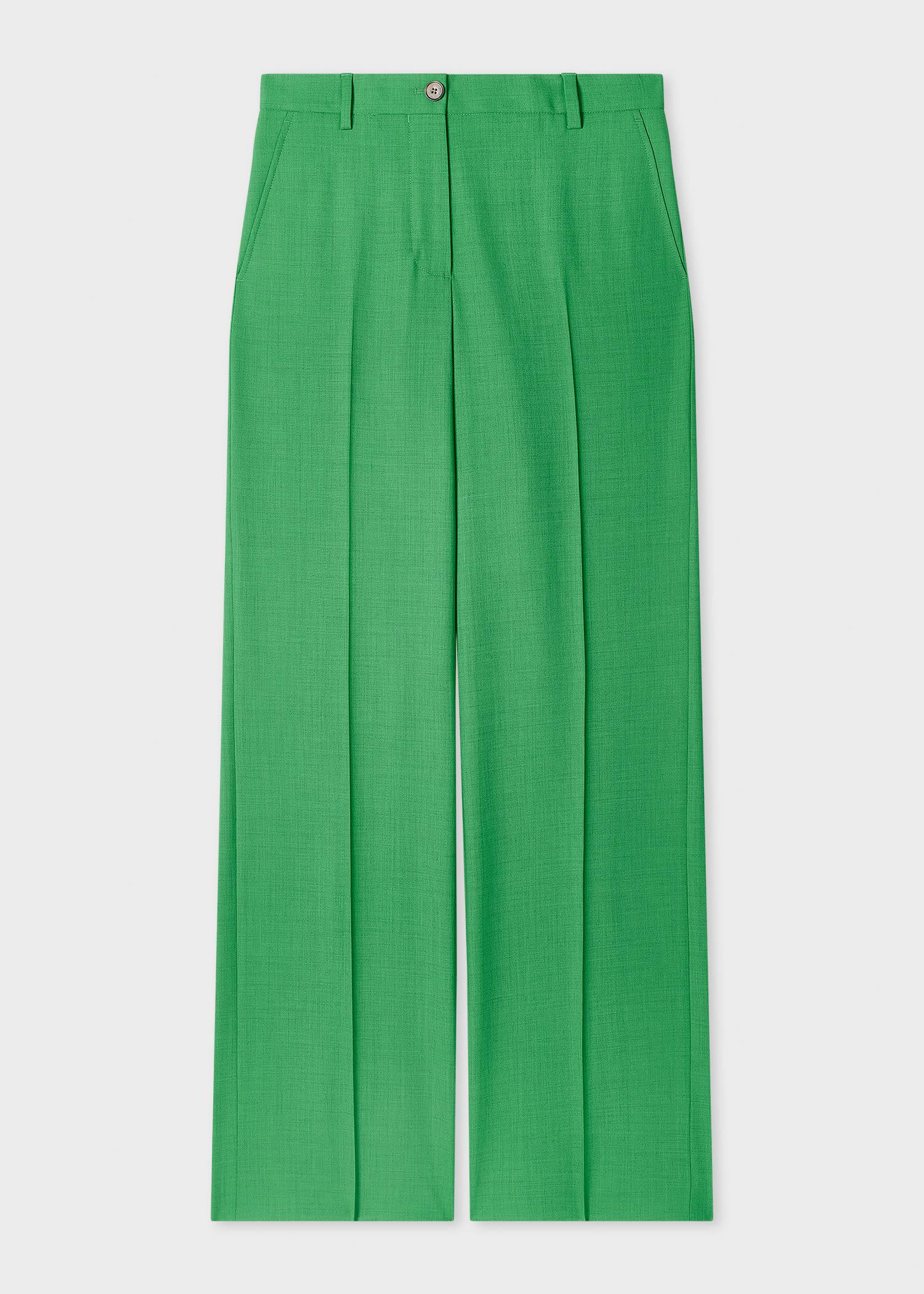paul smith women's green wool-blend wide-leg trousers