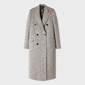 paul smith women's herringbone double breasted coat grey