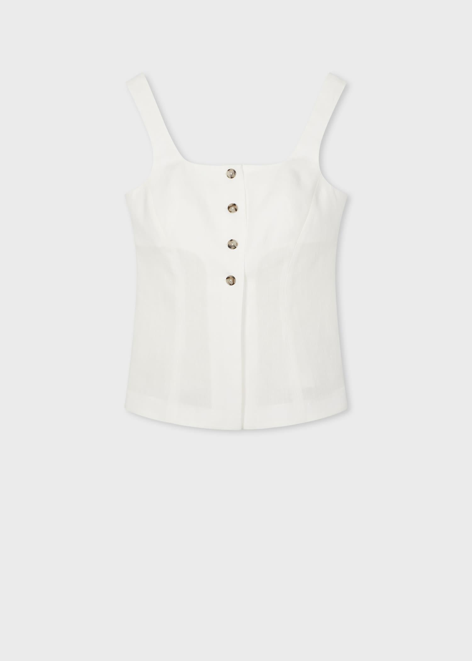 paul smith women's ivory linen vest top white