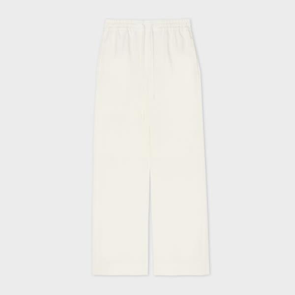 paul smith women's ivory linen wide leg drawstring trousers white