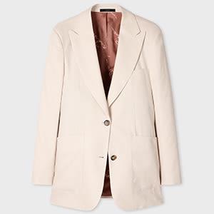 paul smith women's ivory linen-wool blend patch pocket blazer white