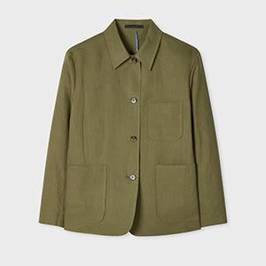 paul smith women's khaki linen jacket green