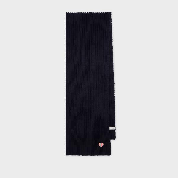 paul smith women's lambswool 'swirl' heart scarf blue