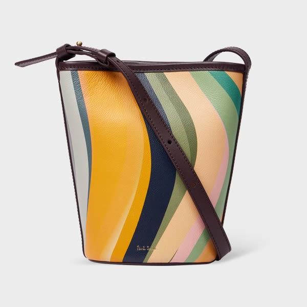 paul smith women's leather 'swirl' bucket bag multicolour