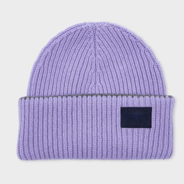 paul smith women's lilac lambswool ribbed beanie purple
