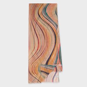 paul smith women's linen-blend 'swirl' scarf multicolour