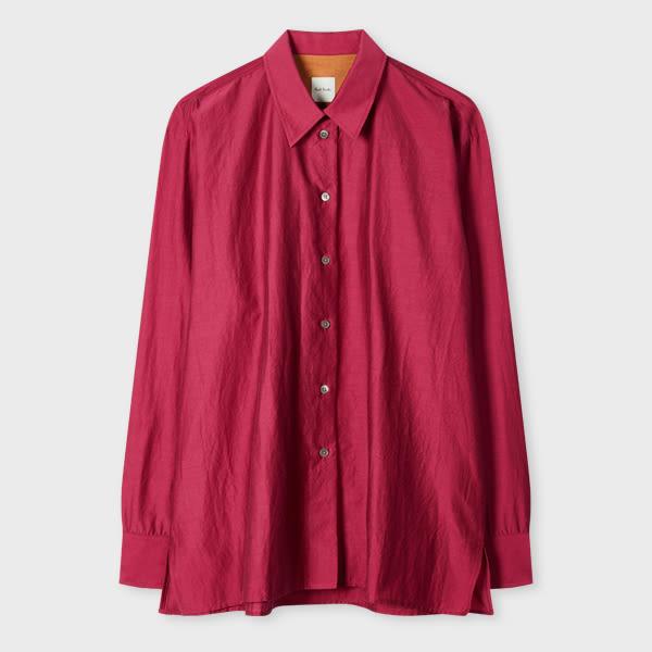 paul smith women's magenta silk-blend long-sleeve shirt pink