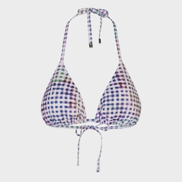 paul smith women's mauve check triangle bikini top purple