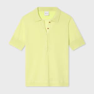 paul smith women's merino wool-blend lime polo shirt yellow