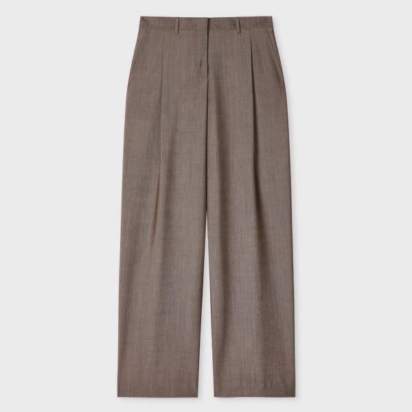 paul smith women's mohair-blend wide-leg trousers brown