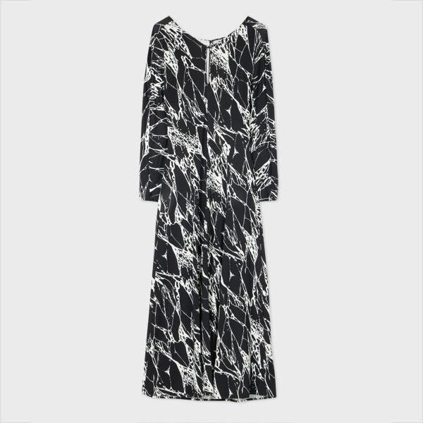 paul smith women's monochrome abstract midi dress black