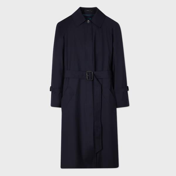 paul smith women's navy 'storm system wool' mac with detachable liner blue