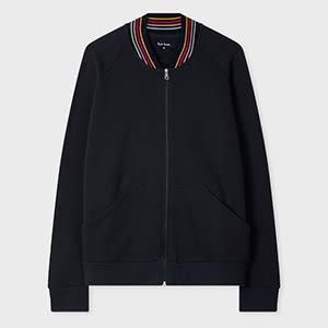paul smith women's navy 'swirl' ribbed collar lounge bomber blue