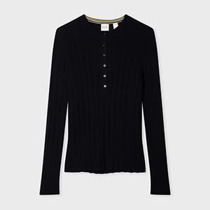 paul smith women's navy cable knit long-sleeve top blue
