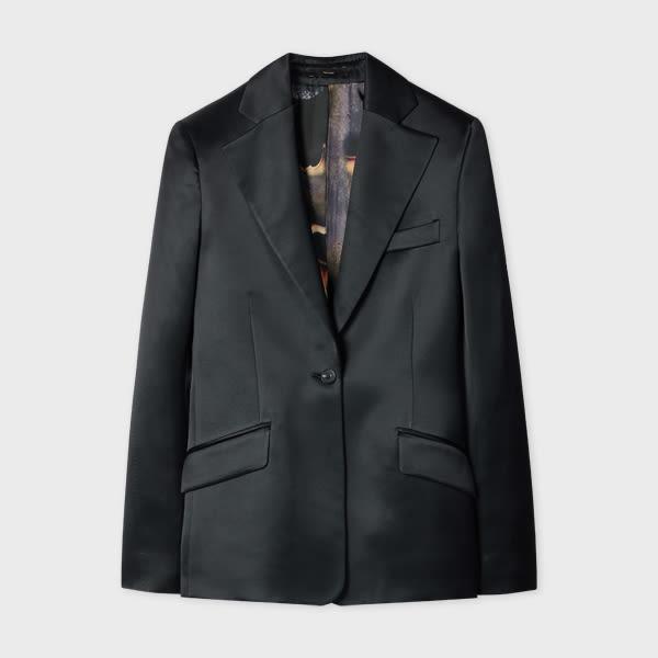 paul smith women's navy satin blazer blue