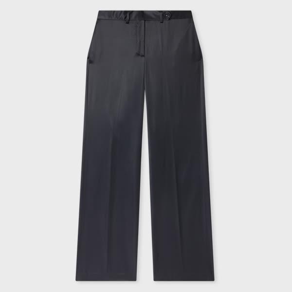 paul smith women's navy satin bootcut trousers blue