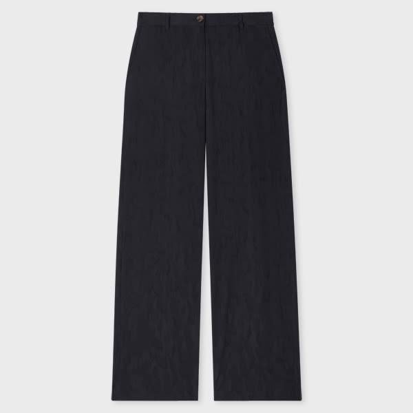 paul smith women's navy seersucker wide leg trousers blue