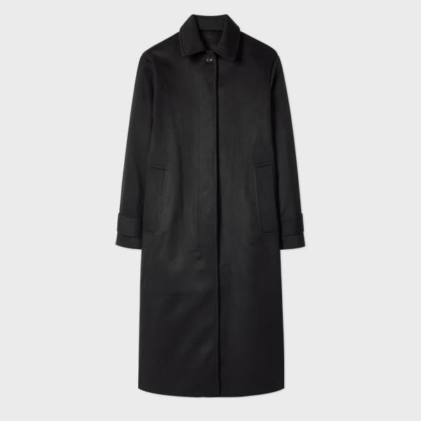paul smith women's navy wool-cashmere blend back-button coat blue