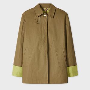 paul smith women's olive green linen jacket with contrast cuffs