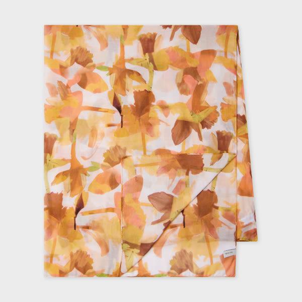 paul smith women's orange 'floral paint' scarf
