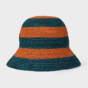 paul smith women's orange raffia stripe hat blue