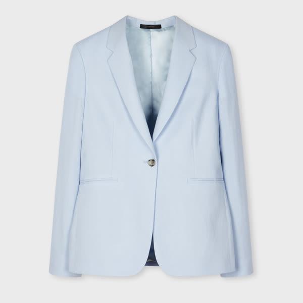 paul smith women's pale blue linen one-button blazer