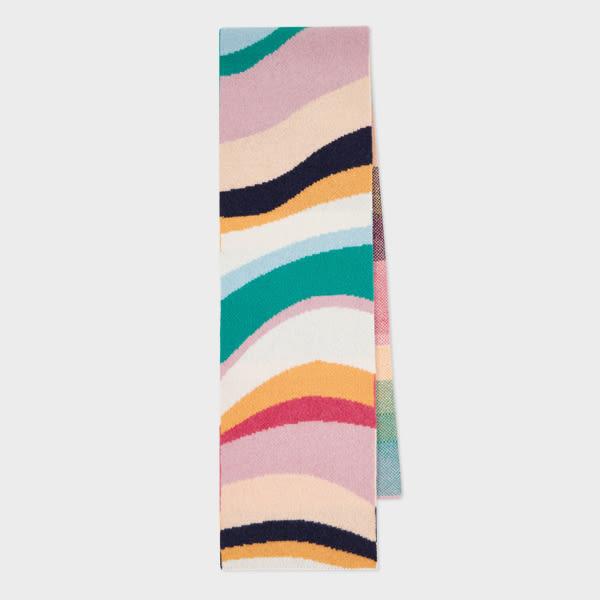 paul smith women's pastel 'swirl' jacquard lambswool scarf multicolour