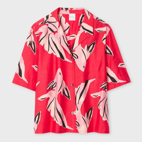 paul smith women's pink cotton-silk 'fish' shirt