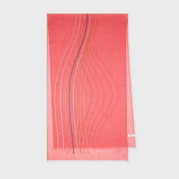 paul smith women's pink merino wool 'swirl' scarf