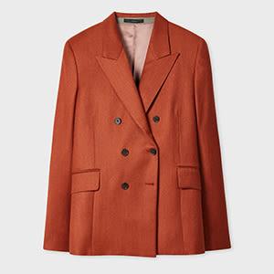 paul smith women's rust wool-cashmere flannel blazer orange