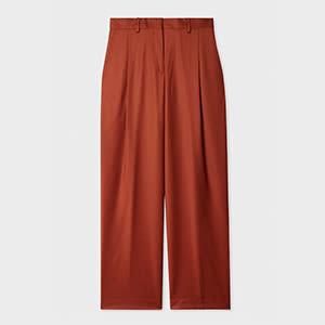 paul smith women's rust wool-cashmere flannel wide-leg trousers orange