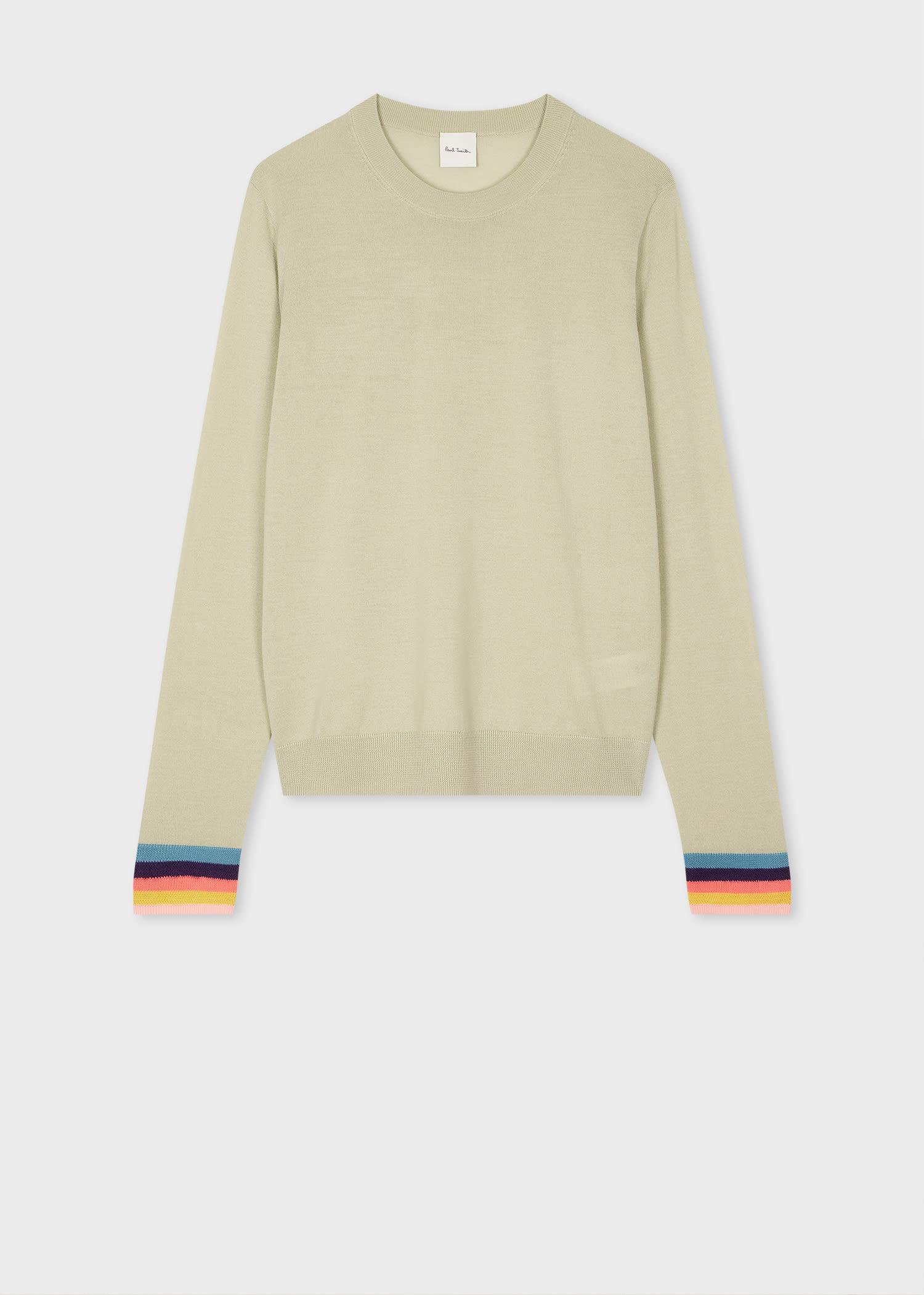 paul smith women's sage green knitted merino crew neck sweater