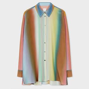paul smith women's silk 'smith stripe' ombre shirt multicolour