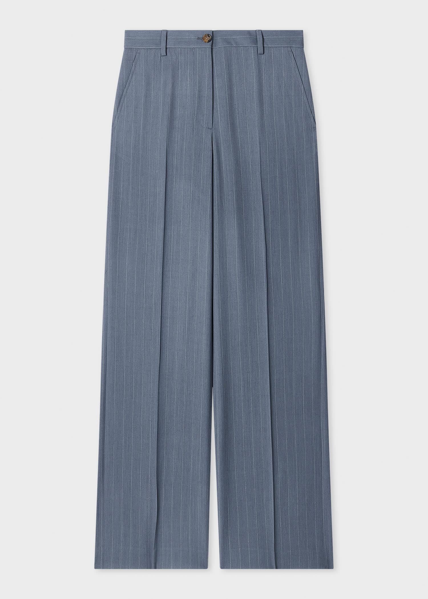 paul smith women's slate blue pinstripe trousers