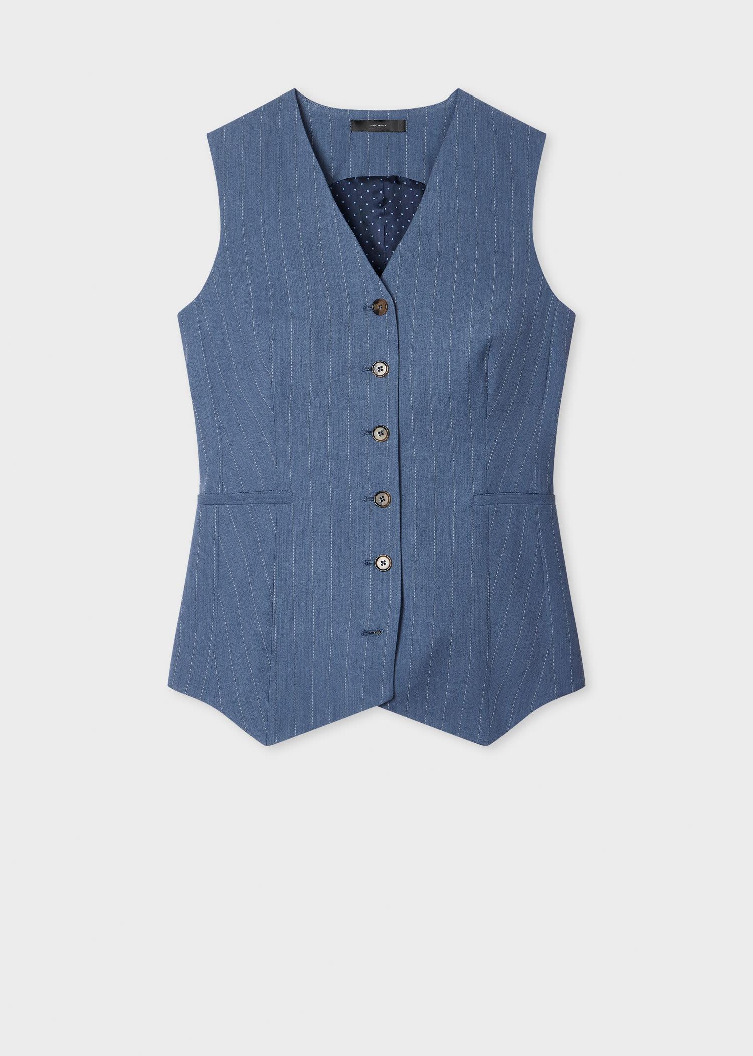 paul smith women's slate blue viscose-wool waistcoat