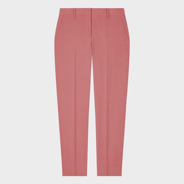 paul smith women's slim-fit pink linen tailored trousers
