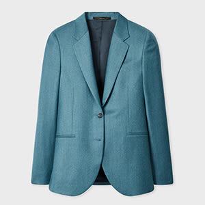paul smith women's teal wool-cashmere flannel blazer blue