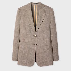 paul smith women's unlined grey flecked tweed blazer brown