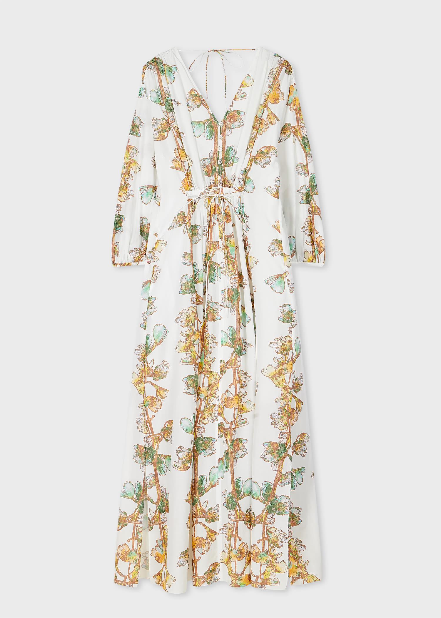paul smith women's white 'infloressence' cotton-silk midi dress