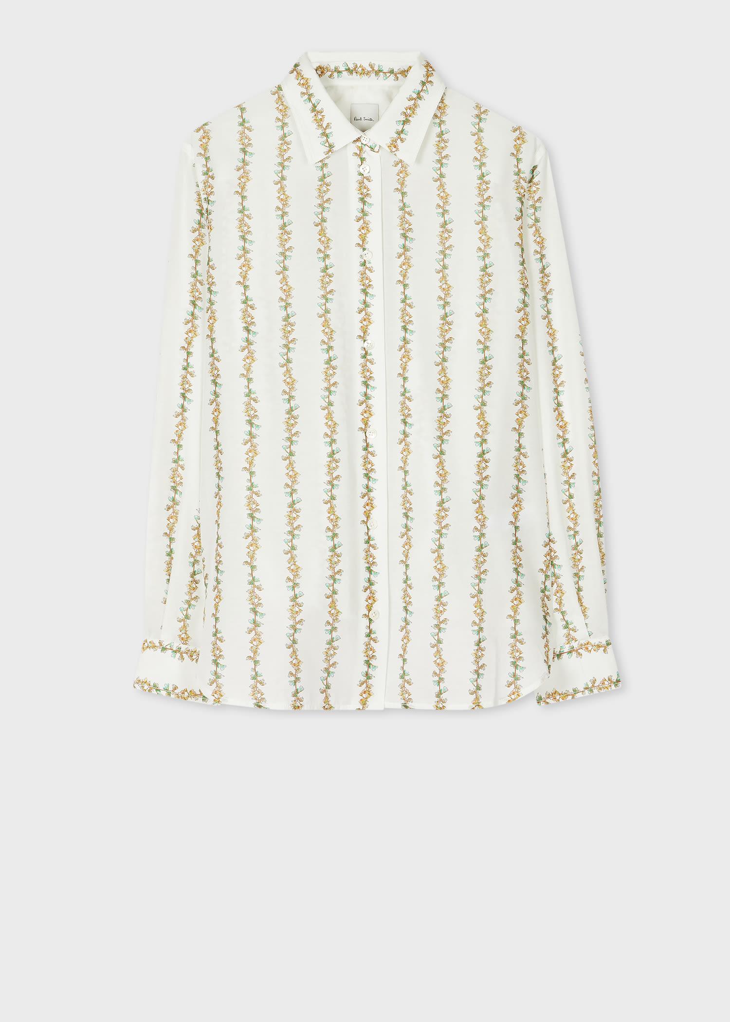 paul smith women's white 'infloressence' cotton-silk shirt