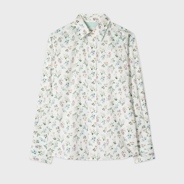 paul smith women's white 'liberty floral' print shirt pink