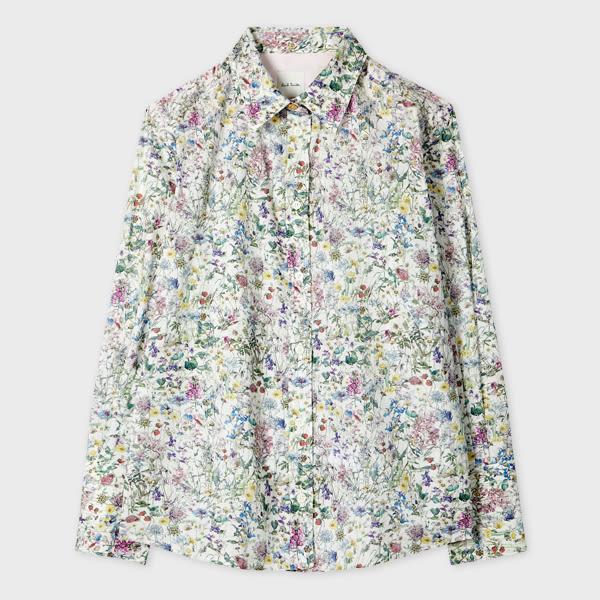 paul smith women's white cotton 'liberty floral' print shirt