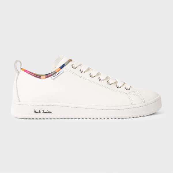 paul smith women's white leather 'miyata' sneakers with 'swirl' trim