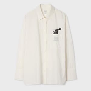 paul smith women's white shirt with 'rabbit' embroidery