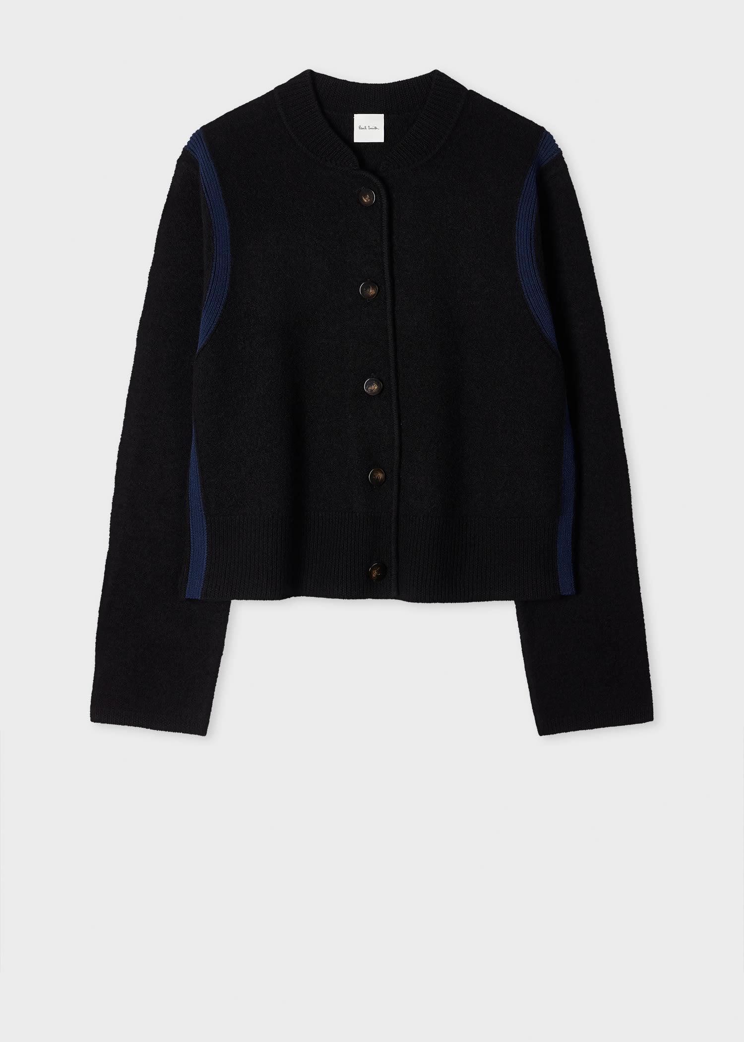 paul smith women's wool black knit cardigan