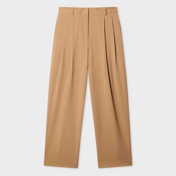 paul smith women's wool pleated trousers brown