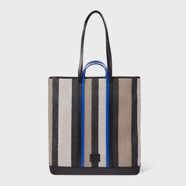 paul smith women's woven stripe tote bag black